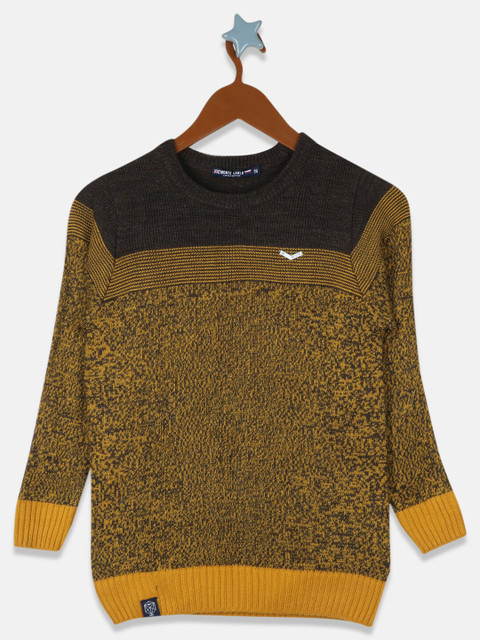 

Monte Carlo Boys Mustard & Coffee Brown Colourblocked Pullover
