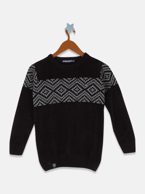 

Monte Carlo Boys Black & White Geometric Printed Woolen Pullover