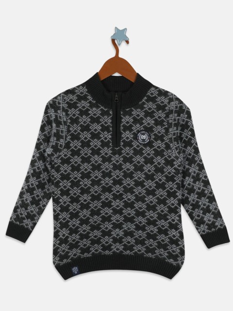

Monte Carlo Boys Olive Green & Grey Geometric Pullover