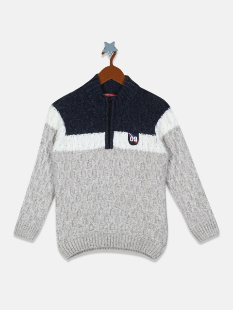 

Monte Carlo Boys Beige & White Colourblocked Pullover