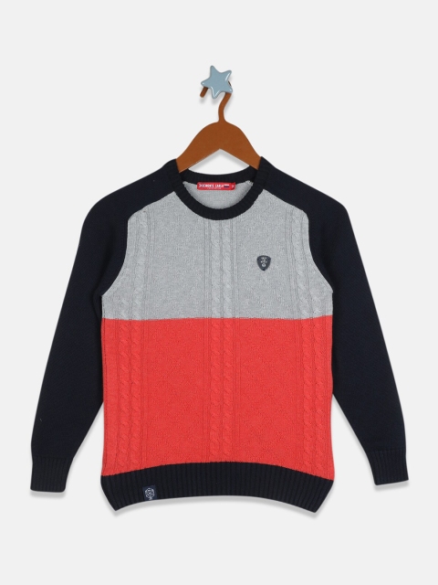 

Monte Carlo Boys Grey & Coral Colourblocked Cotton Pullover