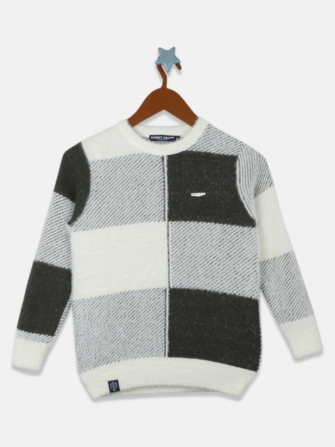 

Monte Carlo Boys White & Grey Checked Woollen Pullover