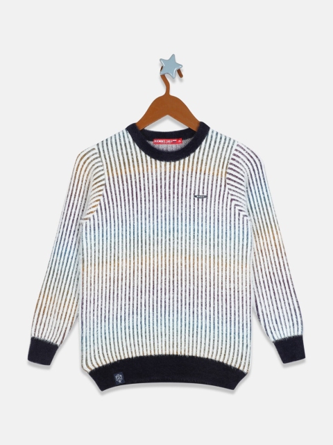 

Monte Carlo Boys White & Black Striped Pullover