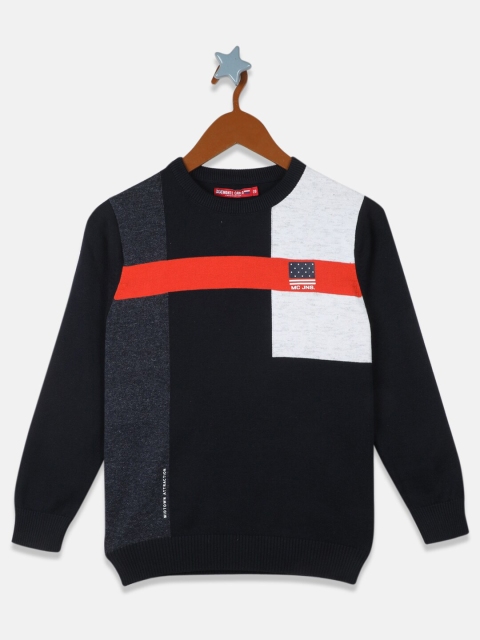 

Monte Carlo Boys Navy Blue & Red Colourblocked Pullover