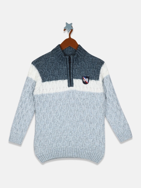 

Monte Carlo Boys Blue & White Colourblocked Pullover With Zip Detail