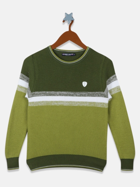 

Monte Carlo Boys Green & White Cotton Colourblocked Pullover