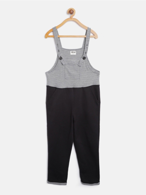 

GOJI Girls Black & Grey Colourblocked De-Stress Winter Dungaree
