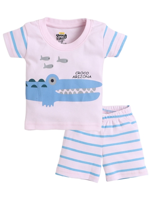 

Hopscotch Boys Pink & Blue Printed T-shirt with Shorts