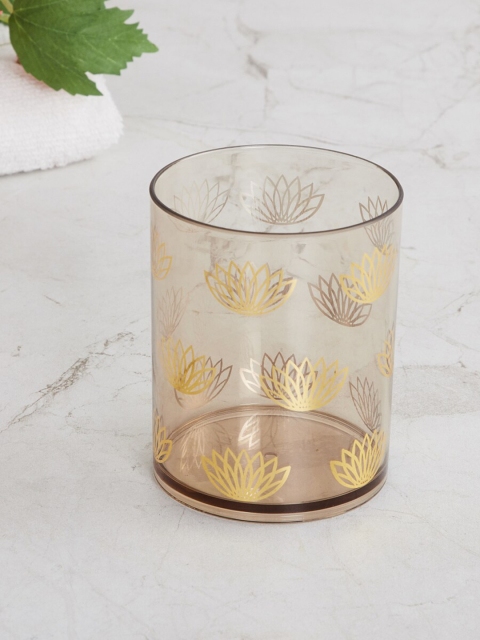 

Home Centre Transparent & Gold Printed Tooth Brush Holder