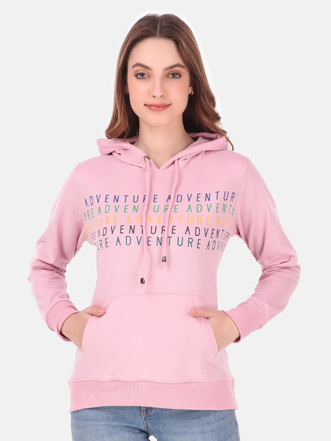 

GOJI Women Pink Printed Hooded Sweatshirt