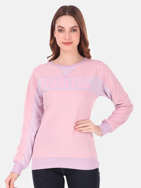 

GOJI Women Pink & Lavender Fearless Printed Sweatshirt