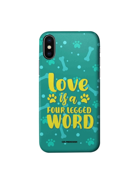 

CelfieDesign Blue & Yellow Love Is A Four Legged Word iPhone X Slim Back Case