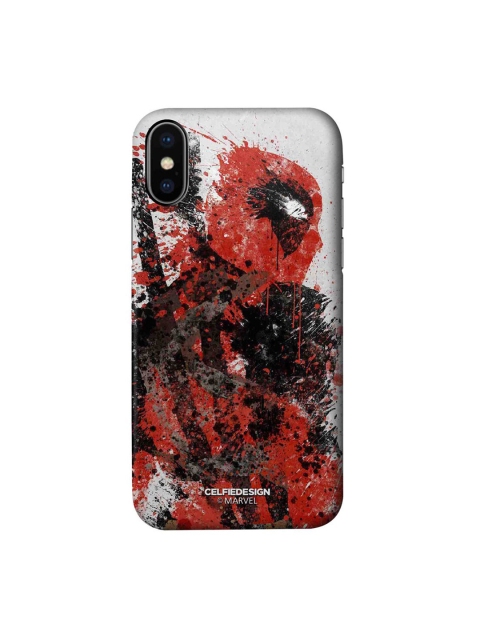

CelfieDesign White & Red Deadpool Strokes Plastic iPhone X Back Case