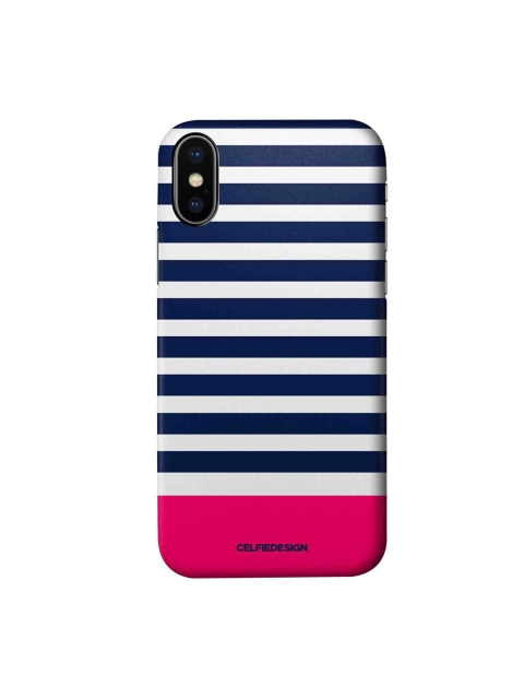 

CelfieDesign Navy Blue & White Simply Stripes iPhone X Slim Back Case