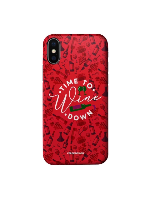 

CelfieDesign Red & White Time To Wine Down Printed iPhone X Slim Back Case