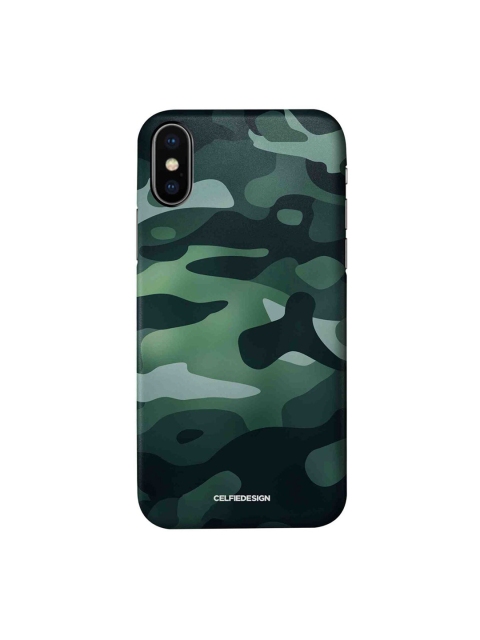 

CelfieDesign Green & Black Camouflage Printed Iphone X Back Case