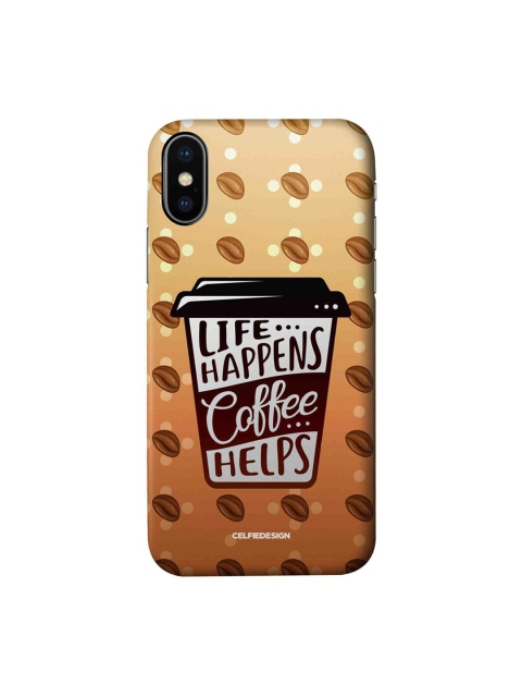 

CelfieDesign Brown Printed Life Happens Coffee Helps iPhone X Slim Back Case