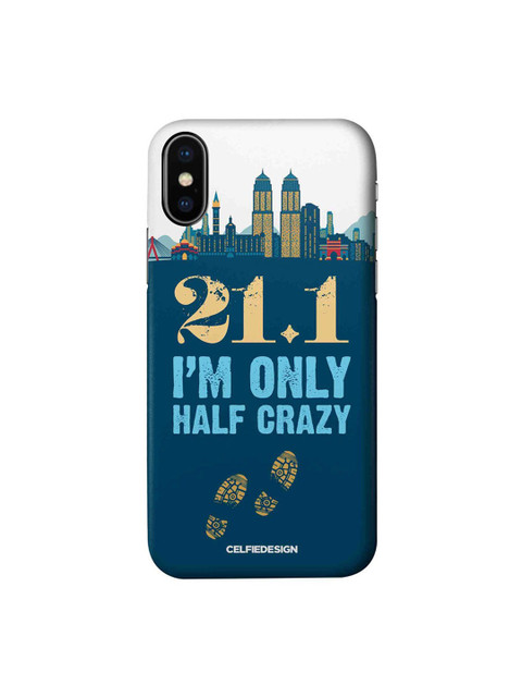 

CelfieDesign Blue & Beige Half Crazy Printed iPhone X Slim Back Case