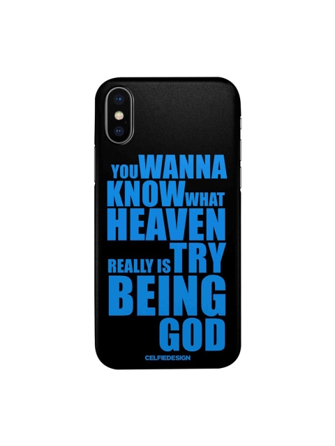 

CelfieDesign Black & Blue Try Being God iPhone X Slim Back Case