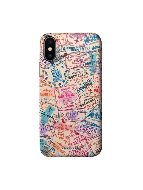 

CelfieDesign White & Pink Immigration Stamps iPhone X Slim Back Case