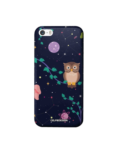 

CelfieDesign Navy Blue & Brown Space Owl Conversational Printed iPhone SE Slim Back Case