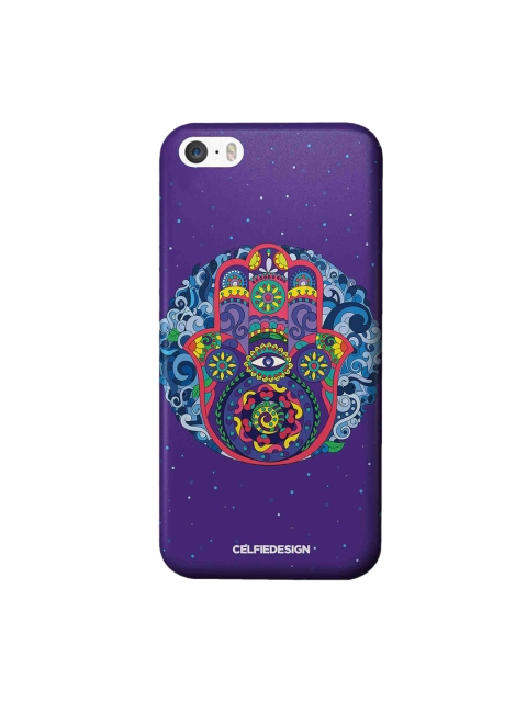 

CelfieDesign Purple & Yellow Humsa Mandala Printed iPhone SE Slim Back Case