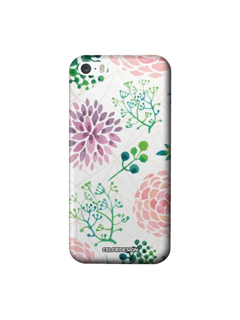 

CelfieDesign White & Green Ferns and Flowers Printed iPhone SE Slim Back Case
