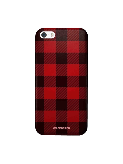 

CelfieDesign Red & Maroon Printed Checkmate iPhone SE Slim Back Case