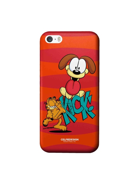 

CelfieDesign Red & Orange Printed Kick to Odie iPhone SE Slim Back Case