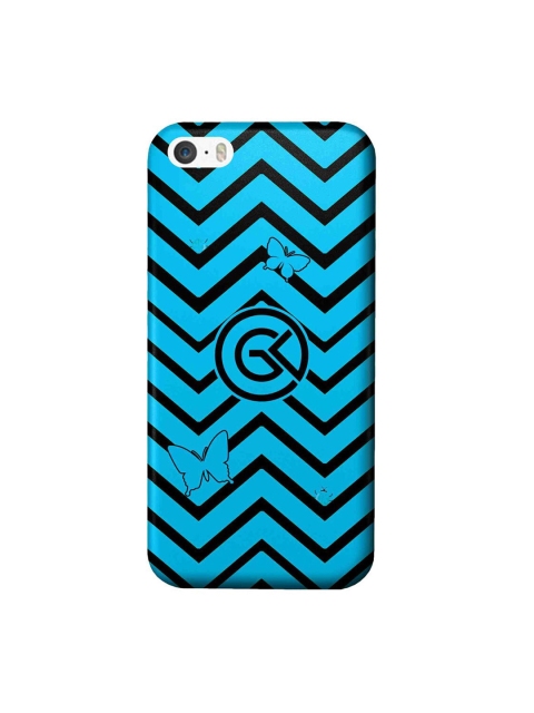 

CelfieDesign Aqua Blue & Black Waves Geometric Printed iPhone SE Slim Back Case