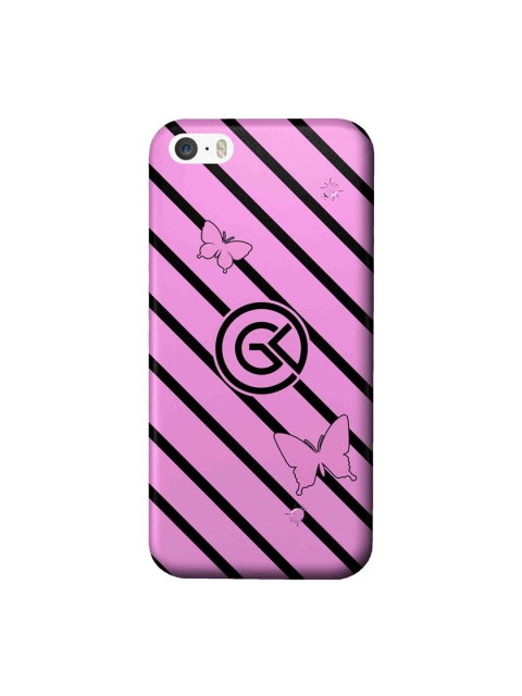 

CelfieDesign Pink & Black Rain Striped iPhone SE Slim Back Case