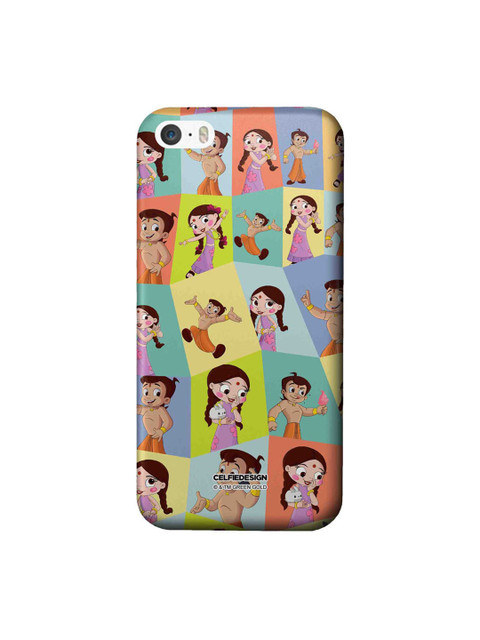 

CelfieDesign Green & Coral Faces Of Bheem And Chutki iPhone SE Slim Back Case