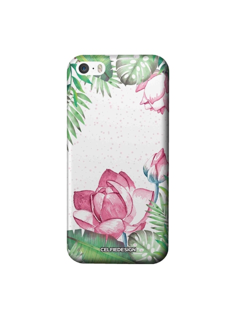 

CelfieDesign White & Pink Laotian Lotus Printed iPhone SE Slim Back Case