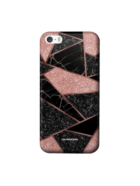 

CelfieDesign Black & New York Pink Marble Glittery Geometric iPhone SE Slim Back Case