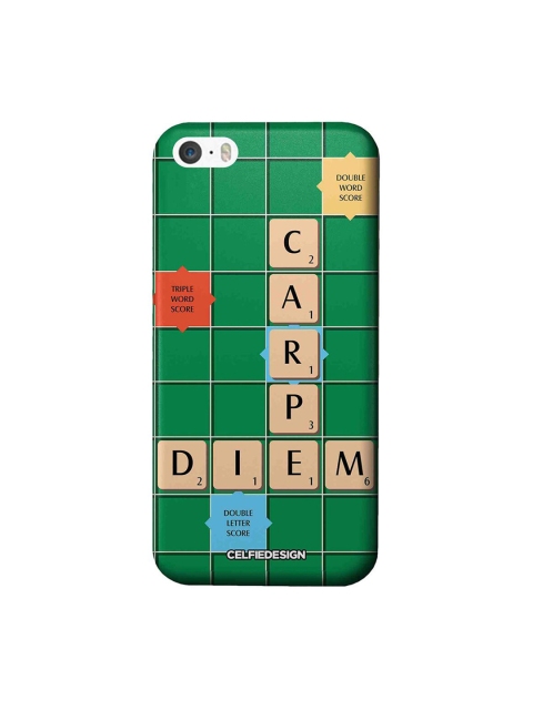 

CelfieDesign Green & Beige Scrabble Game Quirky Printed iPhone SE Slim Back Case, Multi