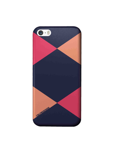 

CelfieDesign Navy Blue & Pink Criss Cross Geometric Printed Plastic iPhone SE Back Case