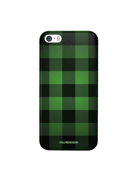 

CelfieDesign Black & Green Checkmate Geometric Printed iPhone SE Slim Back Case