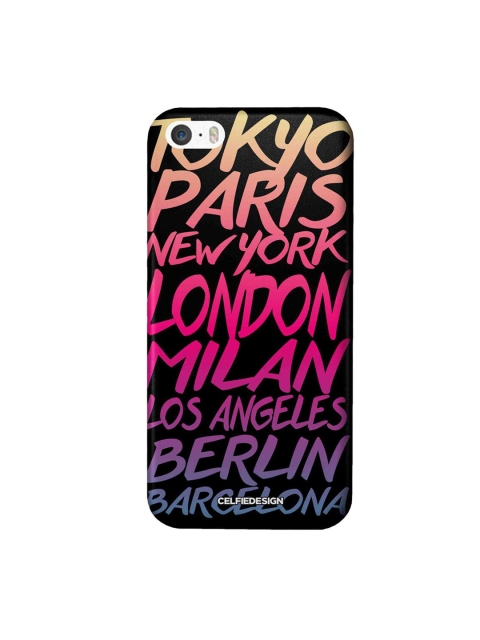 

CelfieDesign Multi-Coloured Fashion Cities Typography Printed iPhone SE Slim Back Case