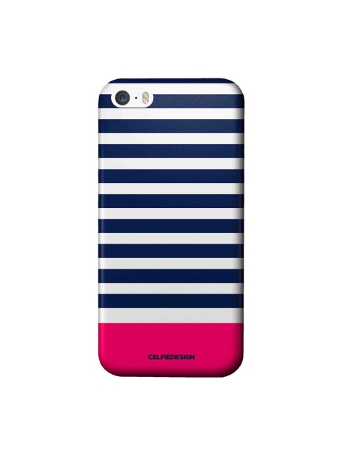 

CelfieDesign White & Navy Blue Simply Horizontal Stripes iPhone SE Slim Back Case