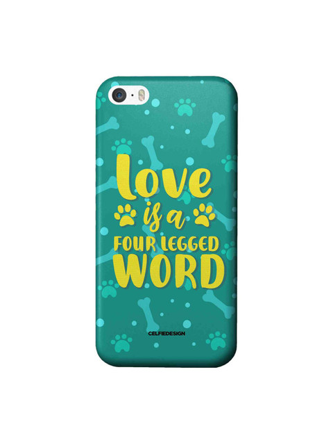

CelfieDesign Green & Yellow Love Is A Four Legged Word iPhone SE Slim Back Case