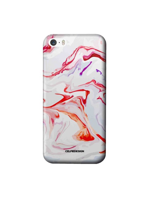 

CelfieDesign Whte & Red Liquid Funk Marble iPhone SE Slim Back Case, White