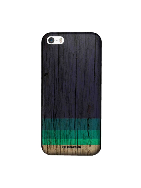 

CelfieDesign Black & Green Wood Stripes Blue iPhone SE Slim Back Case