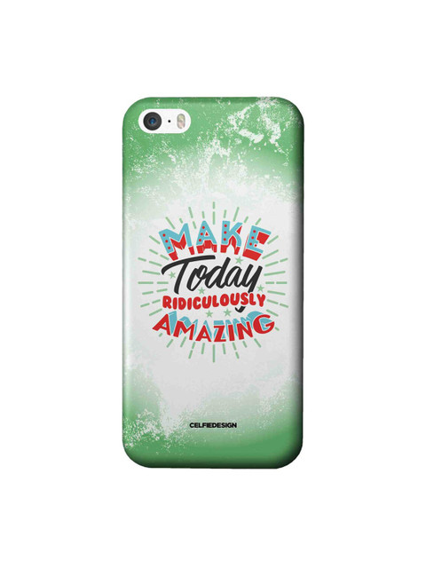 

CelfieDesign Green & White Graphic Printed iPhone SE Slim Back Case