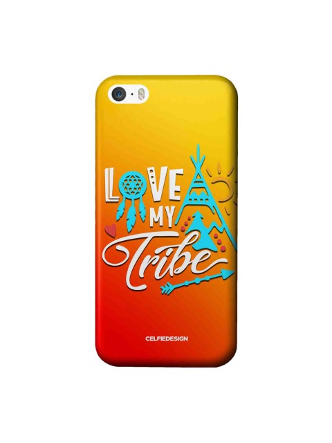 

CelfieDesign Orange & Yellow Printed Love My Tribe iPhone SE Slim Back Case