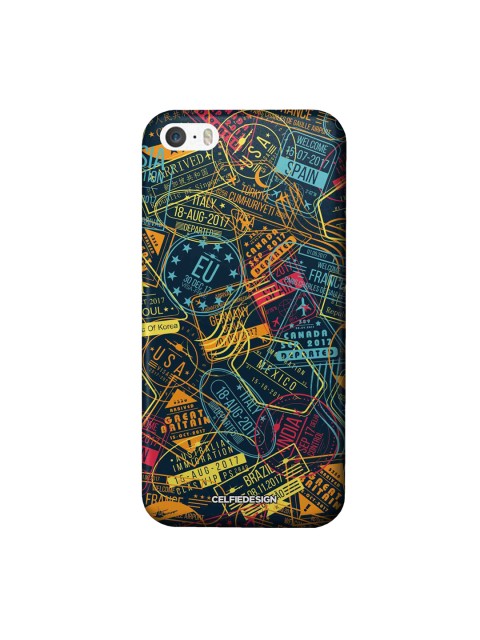 

CelfieDesign Blue & Yellow Immigration Stamps Neon iPhone SE Back Case