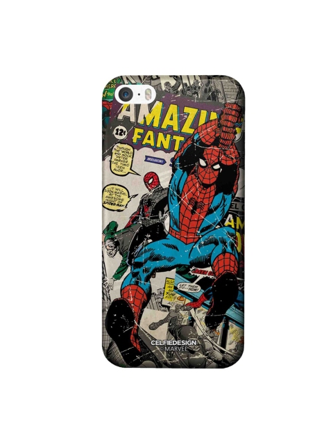 

CelfieDesign Grey & Blue Comic Spiderman Printed iPhone SE Slim Back Case
