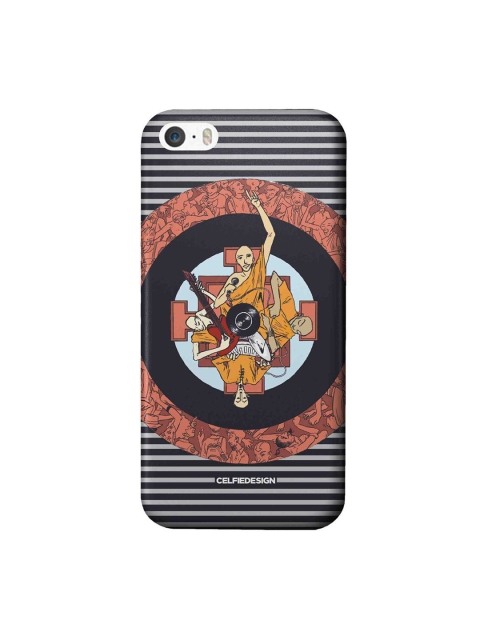 

CelfieDesign Black & Brown Printed Rock Baba Stripes iPhone SE Slim Back Case