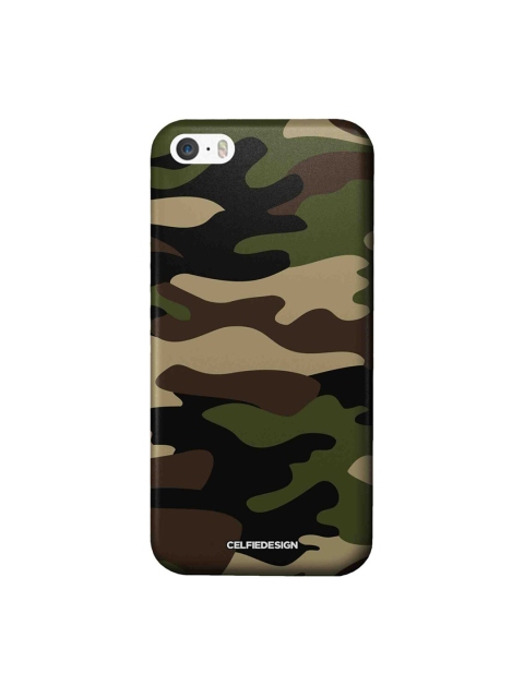 

CelfieDesign Olive-Green & Brown Printed Camo Military Printed iPhone SE Slim Back Case