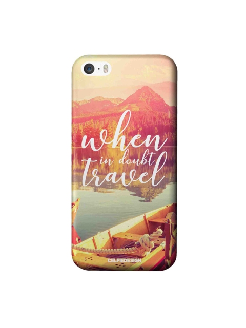 

CelfieDesign Pink & Yellow When In Doubt Travel iPhone SE Slim Back Case