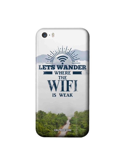 

CelfieDesign White & Navy Blue Wander without Wifi iPhone SE Slim Back Case